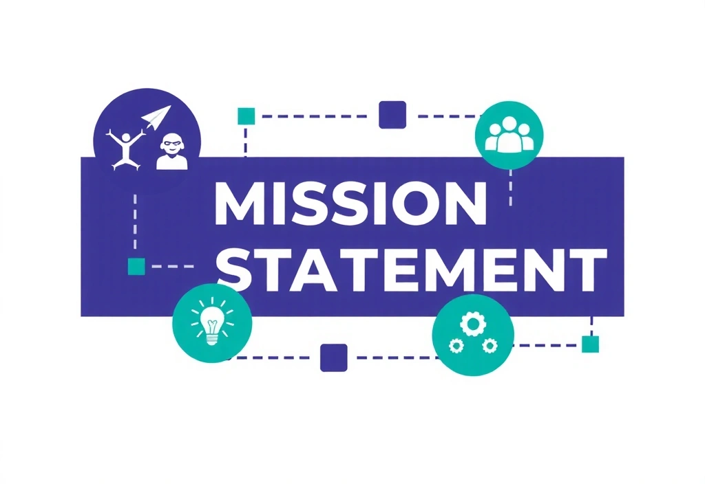 Mission statement visual with abstract growth symbols