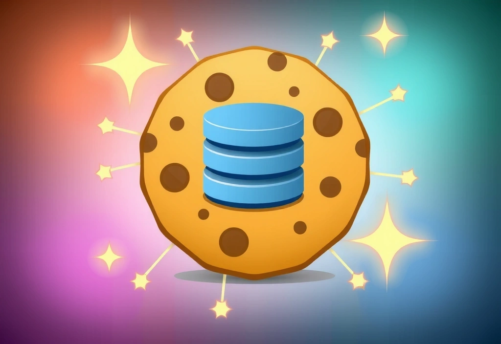 Illustration of a small digital cookie icon representing data storage