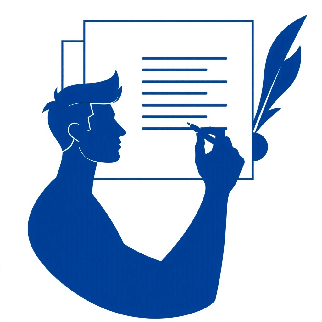 Person writing on a large document, symbolizing content creation