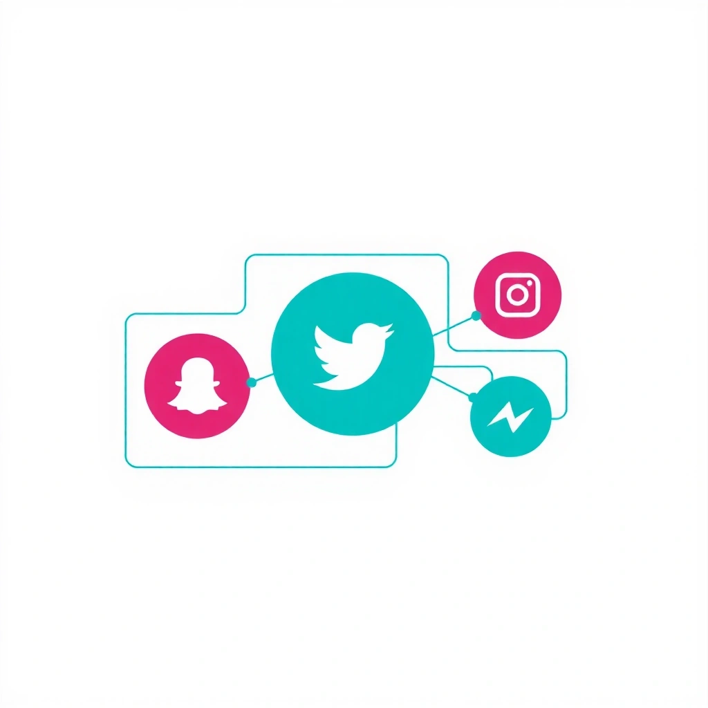 Social media icons intertwined, symbolizing SMM